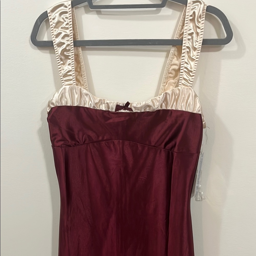 Elegant Burgundy and Cream Dress